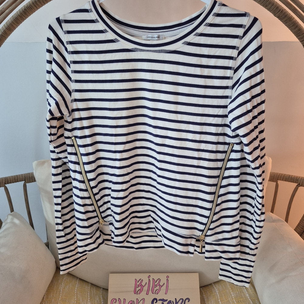 J. Crew Striped Long Sleeve Top Navy Blue